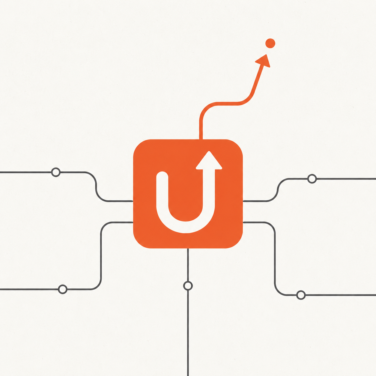 Move Up icon with connected pathways representing status, family, evidence, timing and risk resolving into one upward direction.