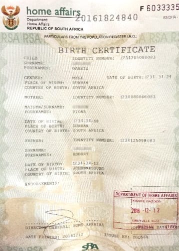 South African birth certificate guidance - MoveUp